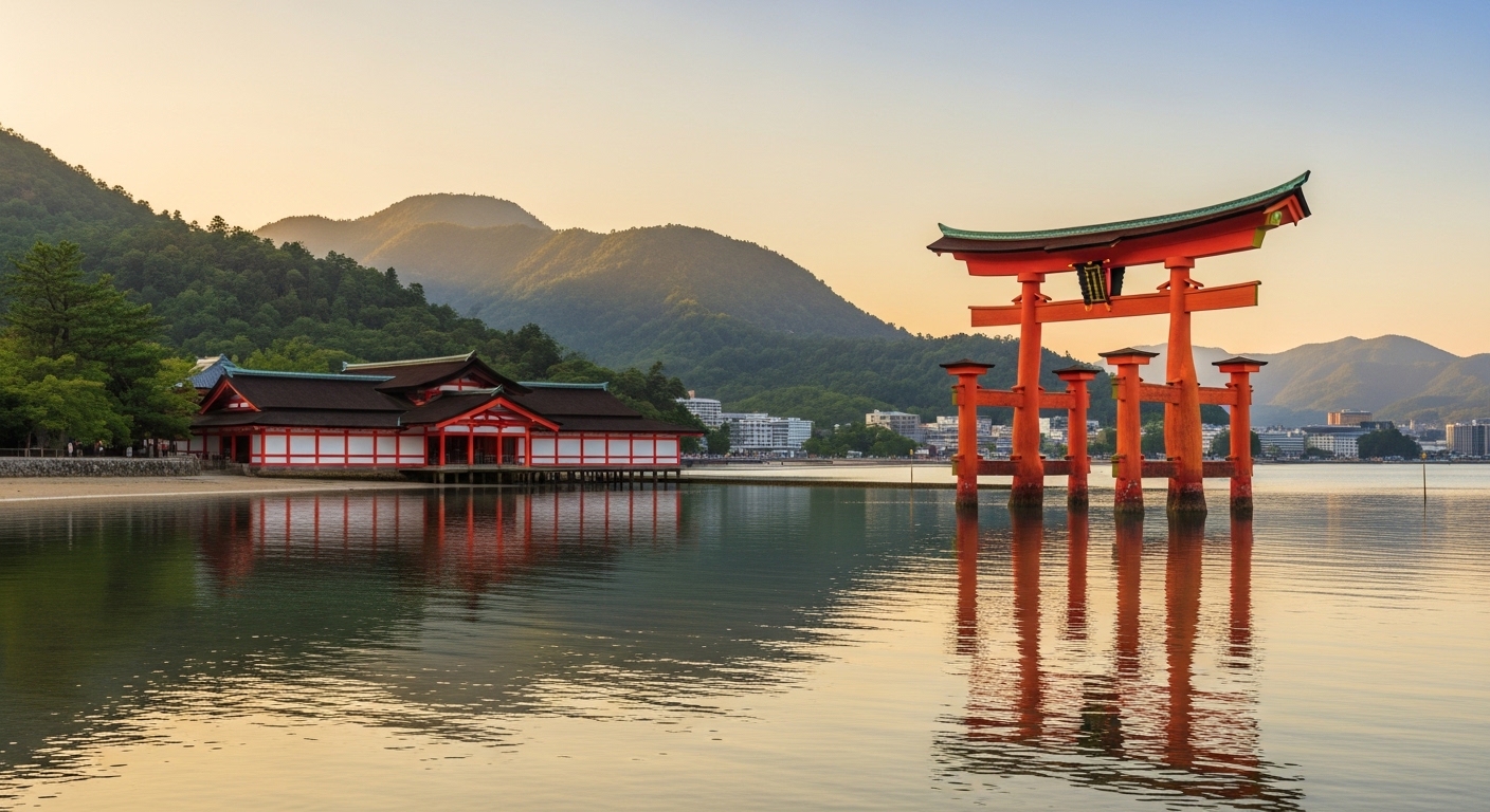厳島神社の海に浮かぶ大鳥居
